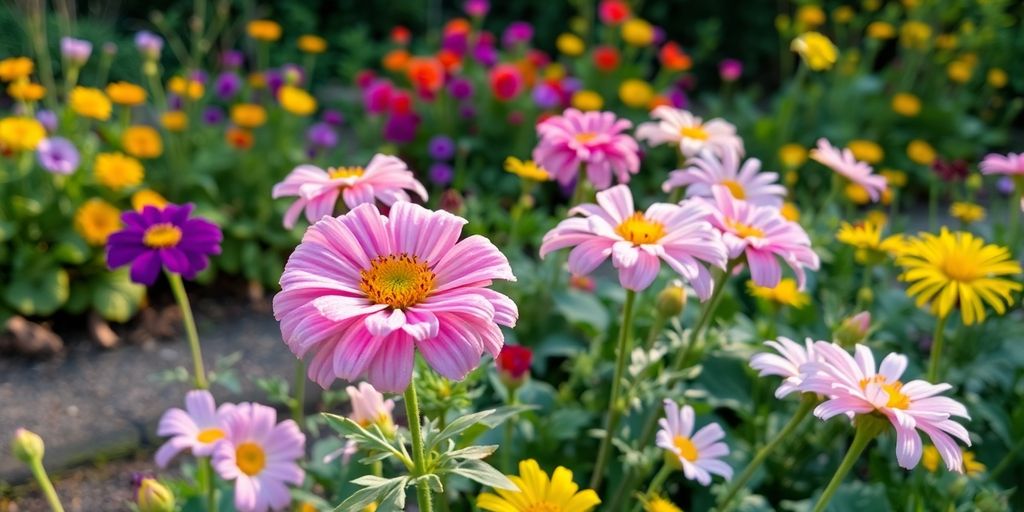 Blumen im September nach dem Ausputzen im Garten