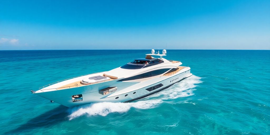 Luxury yacht sailing on turquoise Cabo waters.