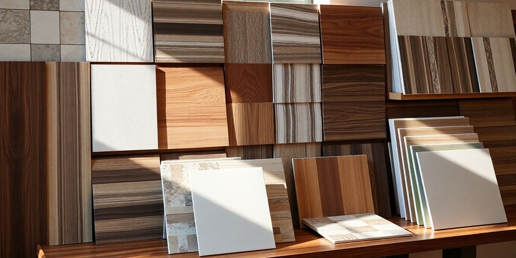 Diversos materiales de construcción sobre una mesa de madera.