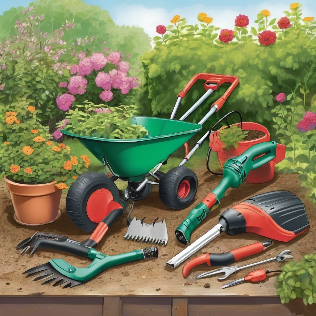 electric gardening tools maintenance in a garden