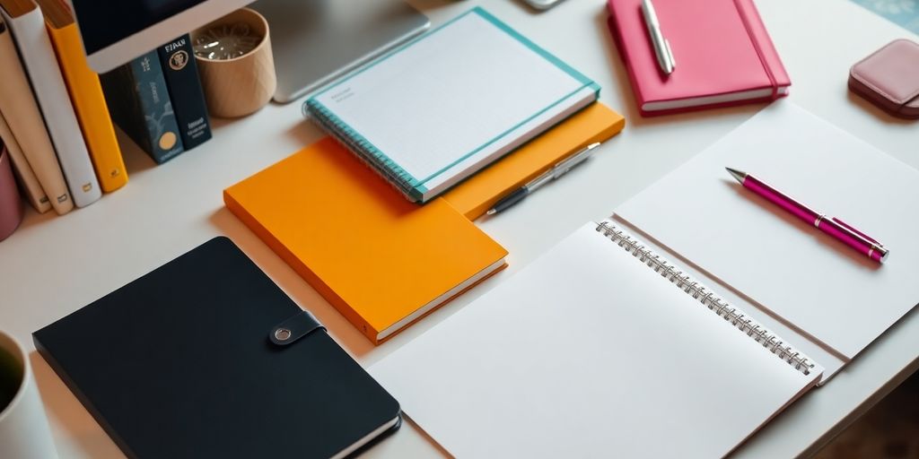 A bright, organized workspace with stylish office supplies.