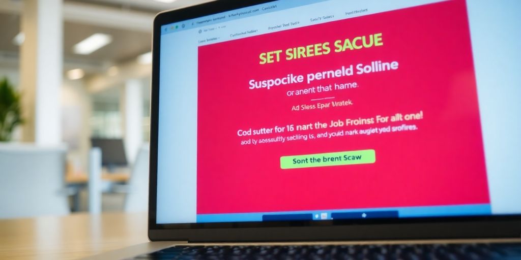 Offre d'emploi suspecte sur un écran d'ordinateur.
