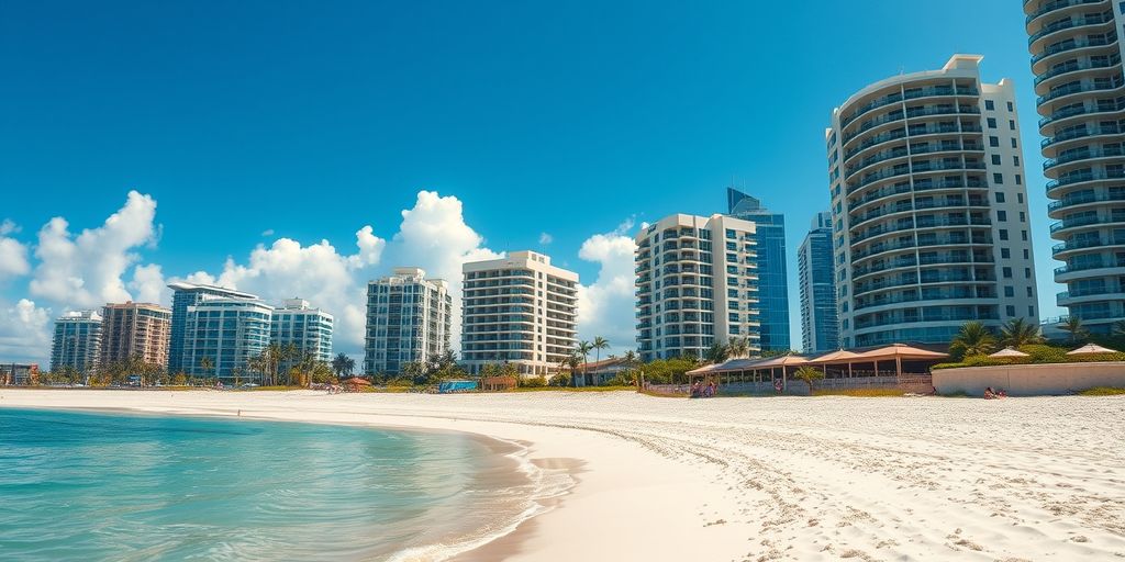 Sunny Isles beachfront luxury homes and clear skies