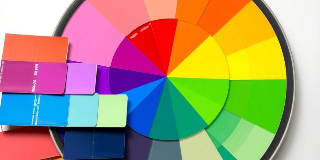 Tertiary colors on color wheel with paint.