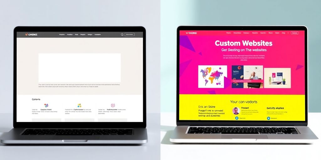 Two distinct websites: one template, one bespoke, side-by-side.