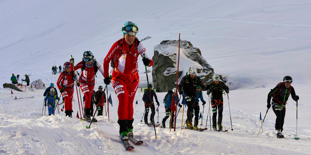 a group of skiers on a snowy mountain