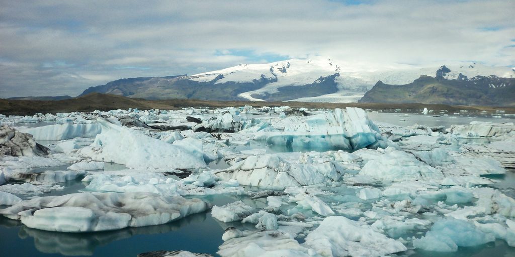 landscape photo of ice burgs