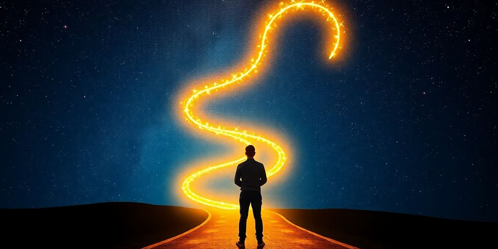 Person gazing at a starry career path.