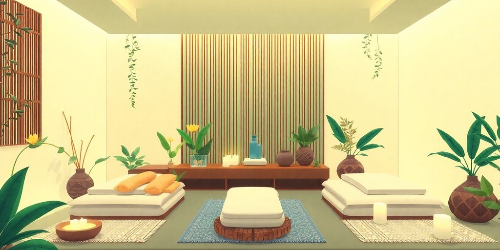 Bali masajı ortamı, huzurlu ve doğal bir atmosfer.