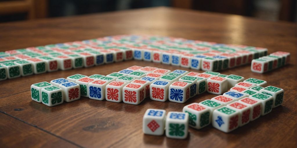 Mahjong tiles set up for an engaging game session.