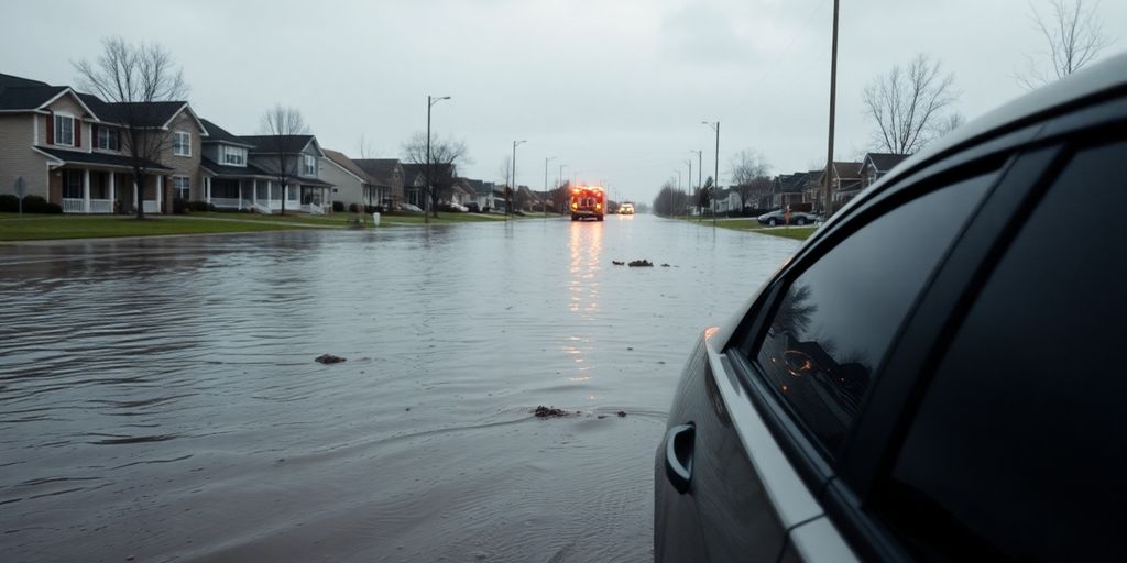 Scène de dévastation après les inondations au Texas.