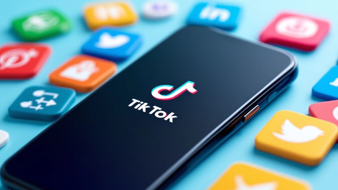 Close-up of smartphone with TikTok app and icons.