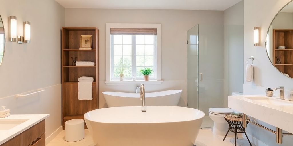Elegant bathroom with budget-friendly designer touches.