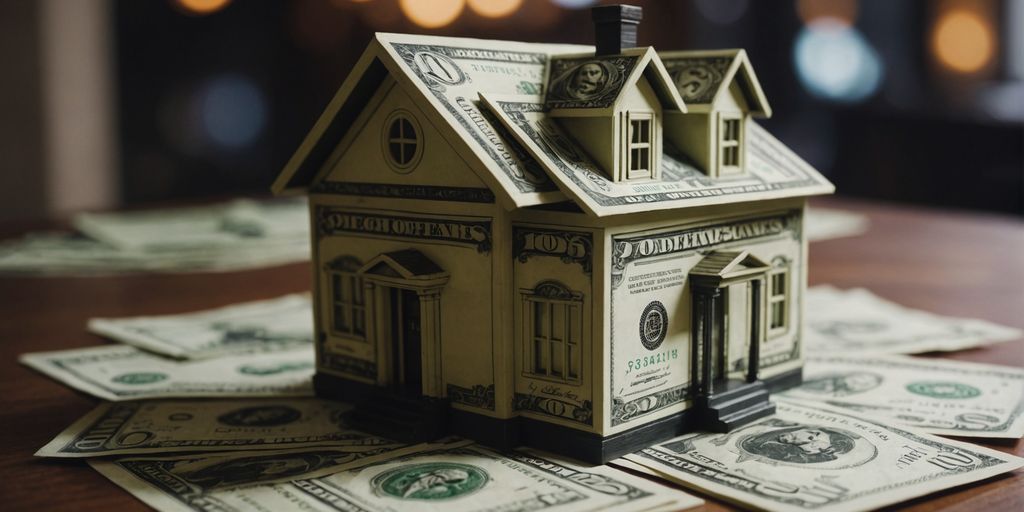 House with cash and alternative options illustration.