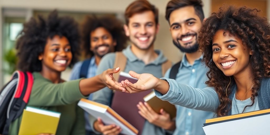 Estudantes recebendo auxílio financeiro do programa Pé-de-Meia.