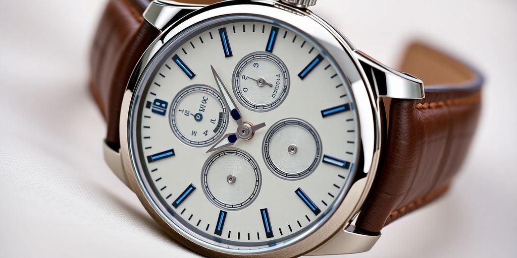 Close-up of an elegant IWC luxury watch.