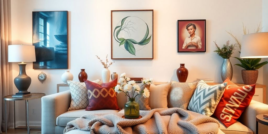 Cozy living room filled with beautiful home decor items.