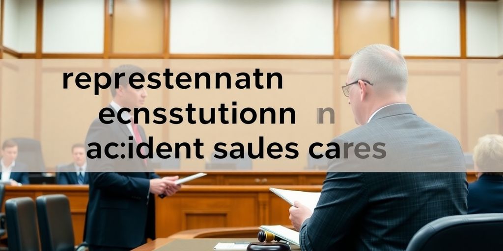 Lawyer presenting a case in a courtroom setting.