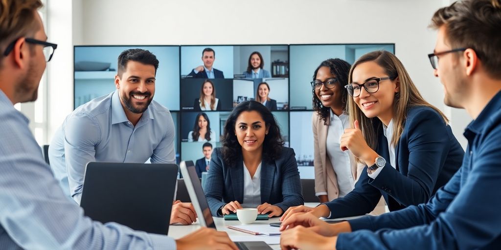 Business people collaborating remotely.