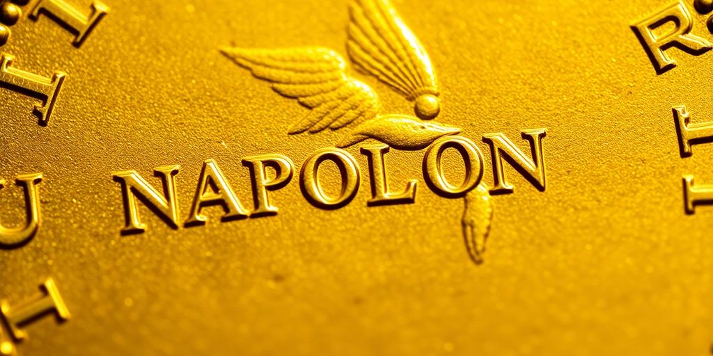 Pièce de Napoléon en or, détails magnifiques.