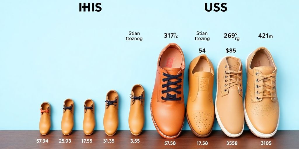 Asian and US shoe sizes side-by-side comparison.