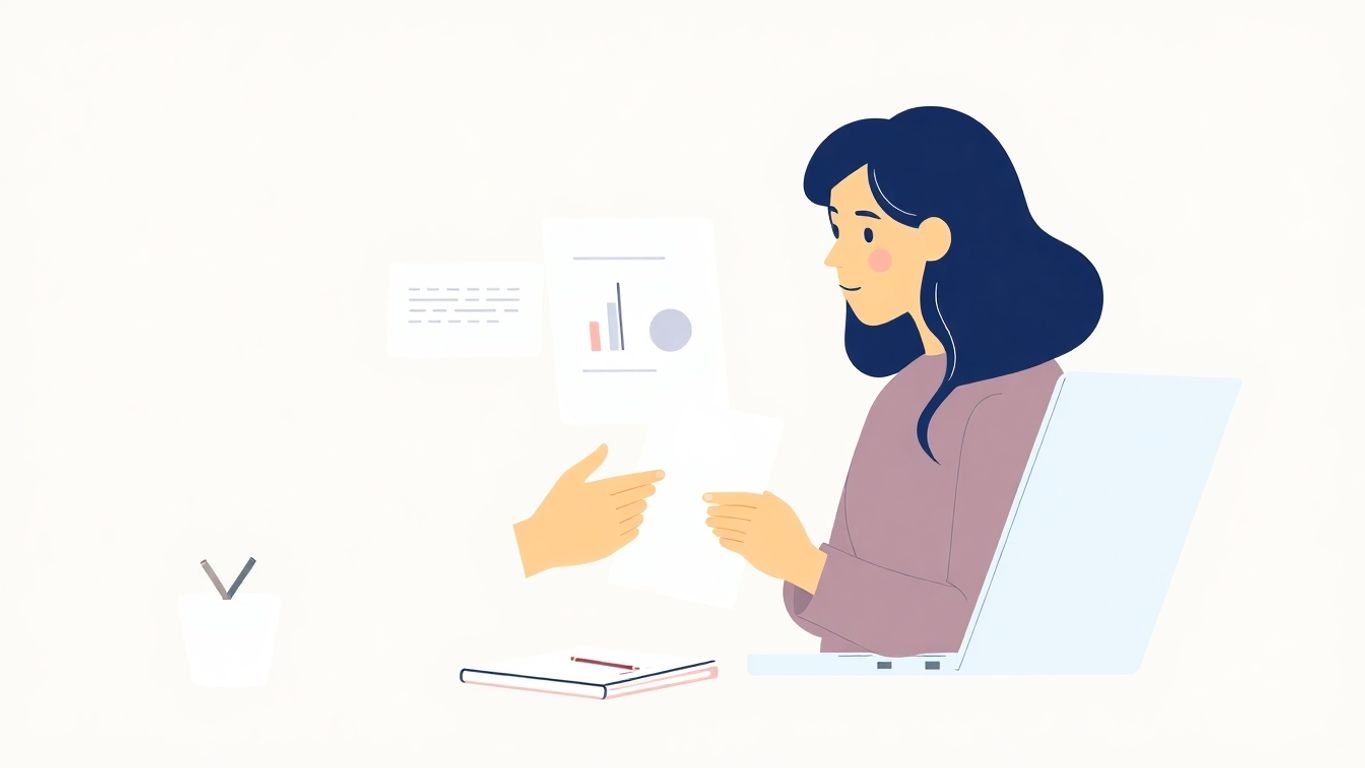 Illustrasjon av småbedriftseier som jobber med planlegging.