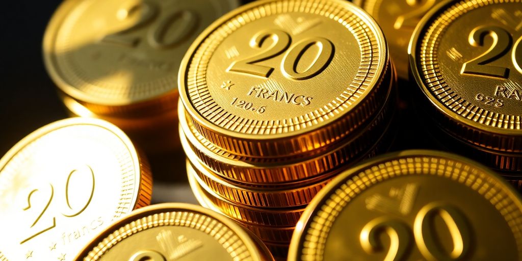 Lingots d'or et pièces de 20 francs suisses.