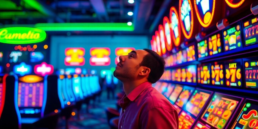 Person calming down while playing casino games.