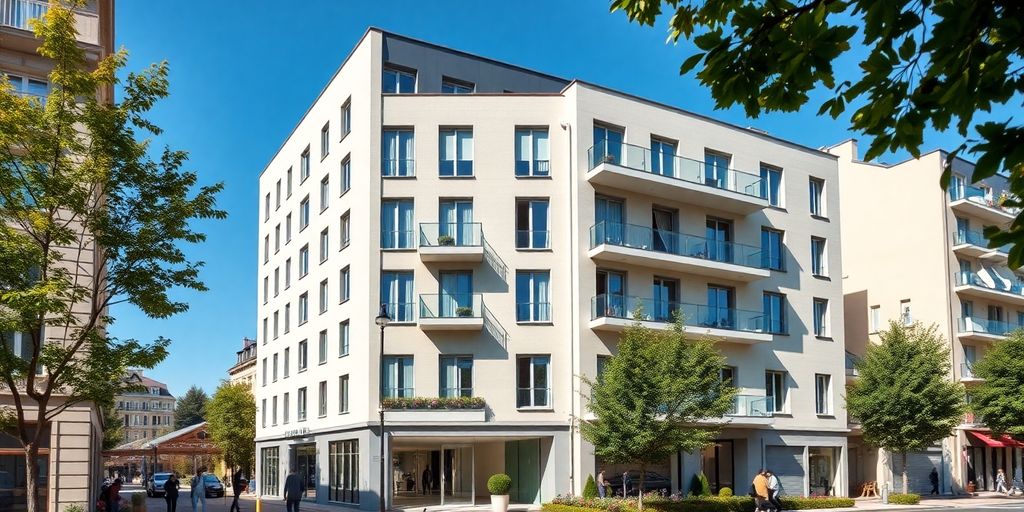 Immeuble moderne en France, impact de la TVA.