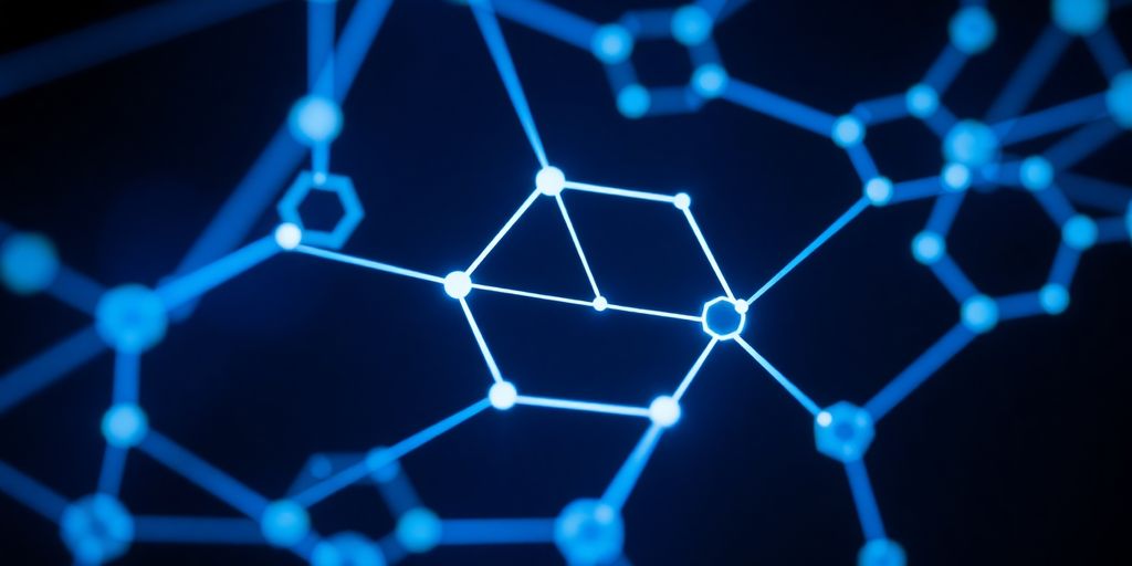 Glowing blockchain network.