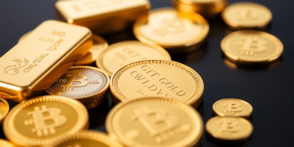 Pièces et lingots d'or brillants sur une surface sombre.
