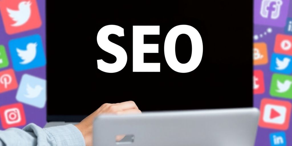 صورة لمحلل تسويق رقمي مع أيقونات وسائل التواصل الاجتماعي