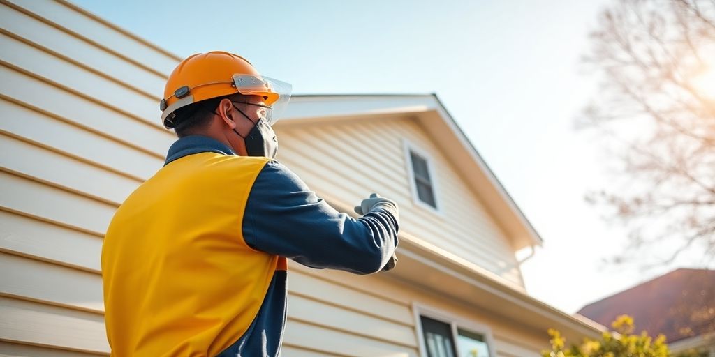Professional painter applying vibrant paint to a house exterior.