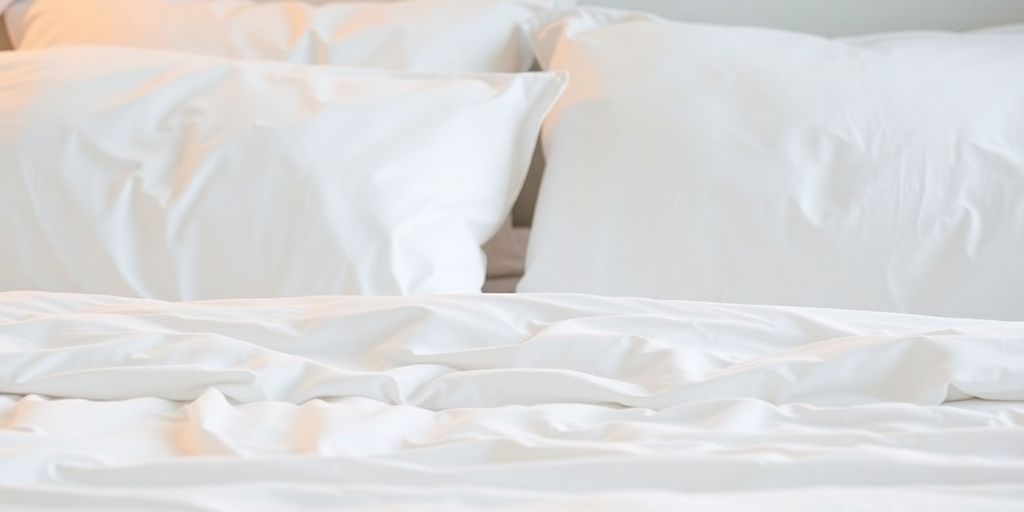 A clean bed with white sheets and pillows.