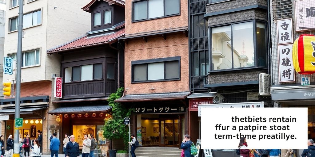 Tokyo street with short-term rental properties and tourists.