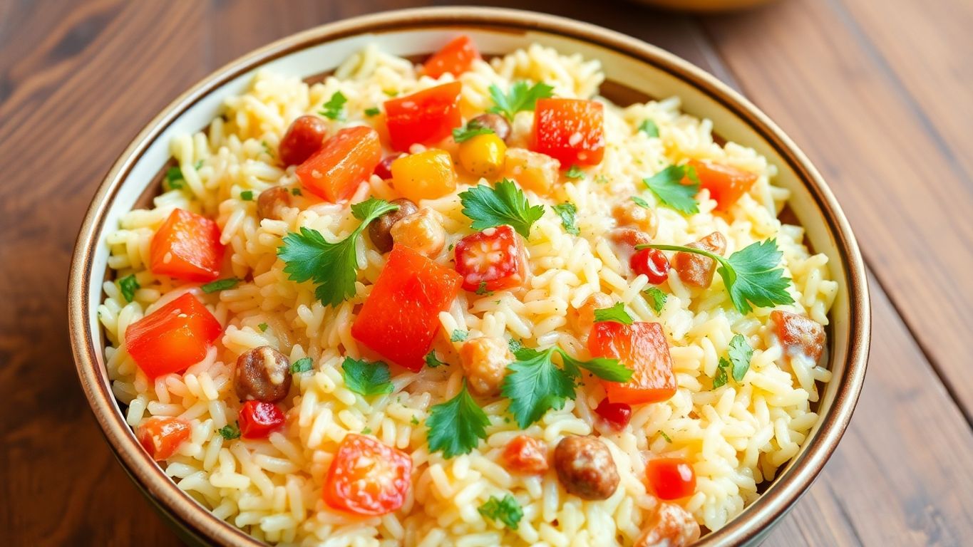 Prato de Arroz Fricassê com ervas frescas.