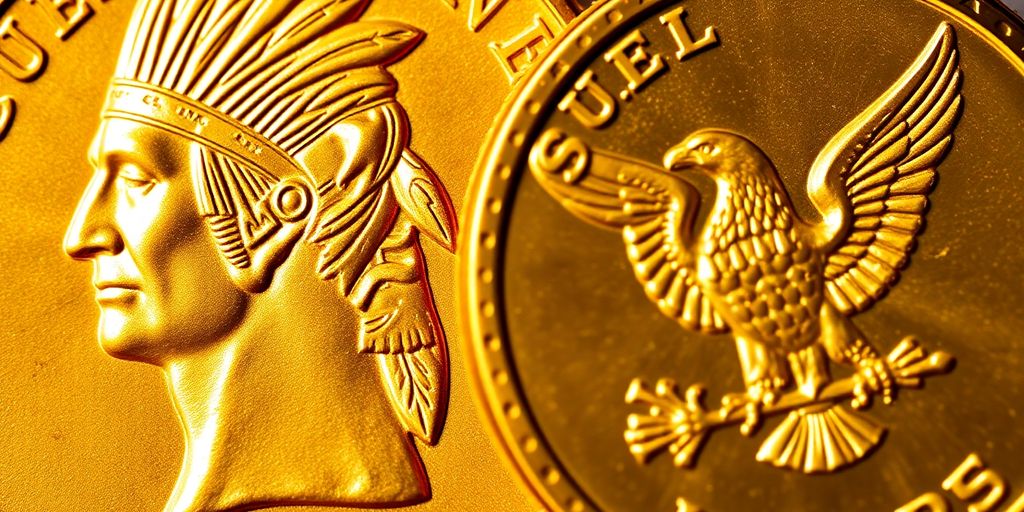 Pièce d'or Eagle Tête d'Indien 10 dollars américains.