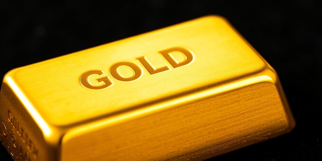 Lingot d'or sur fond sombre.