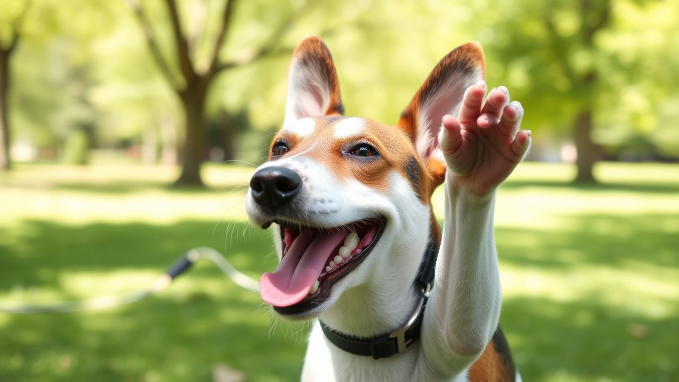 Playful Fox Terrier in a sunny green park.
