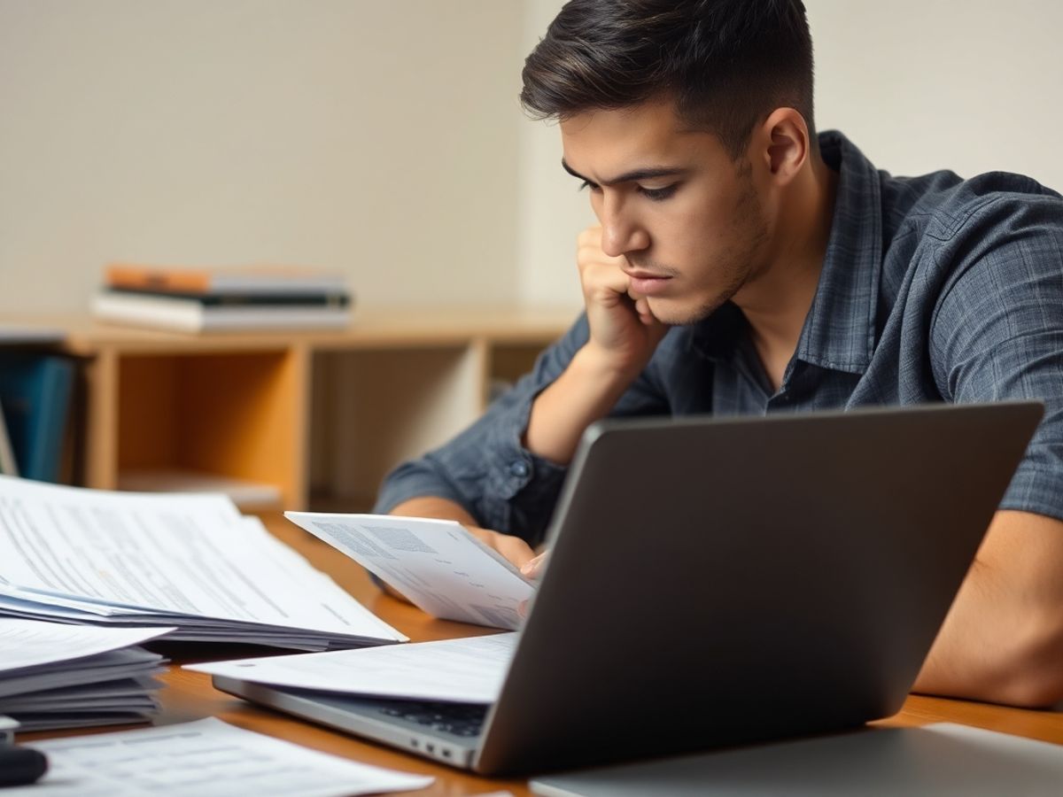 Student studying for TOEFL test with study materials.