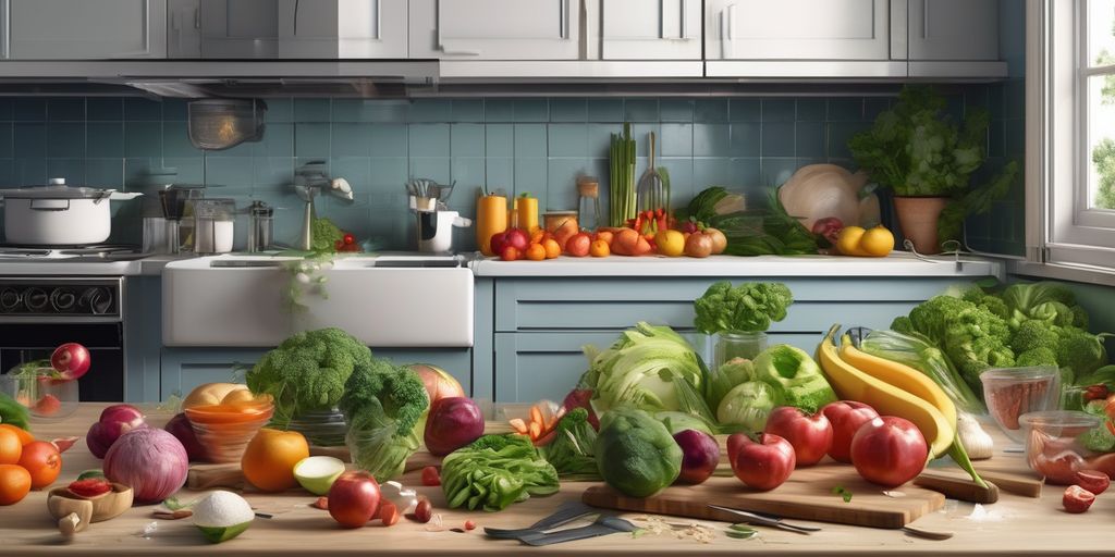 healthy food preparation in a kitchen