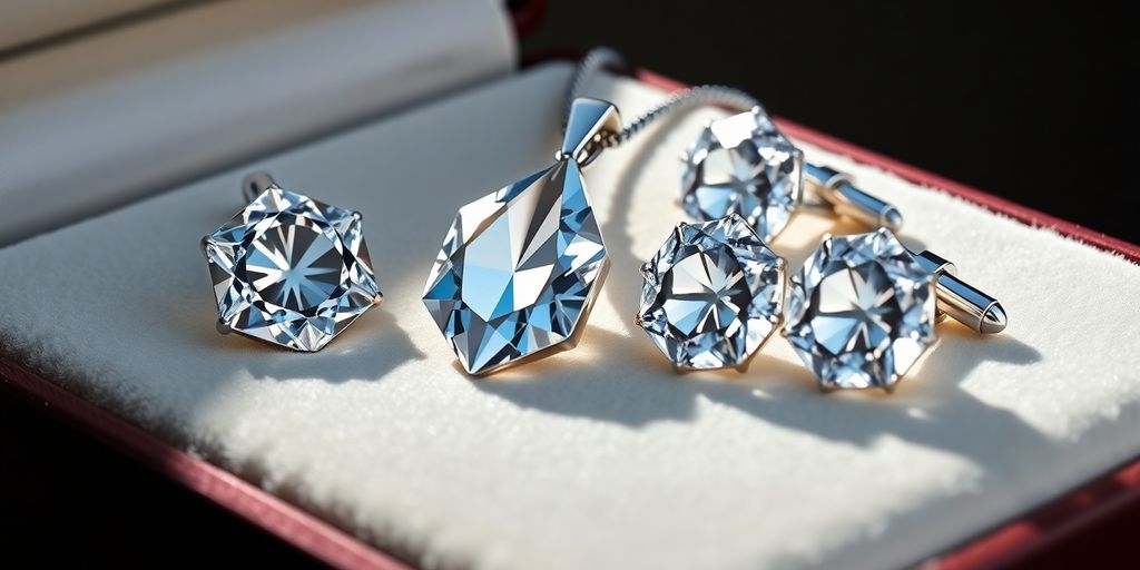 Elegant crystal jewelry for a special anniversary celebration.