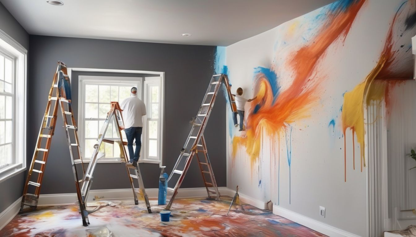 professional painter painting a wall in a modern home