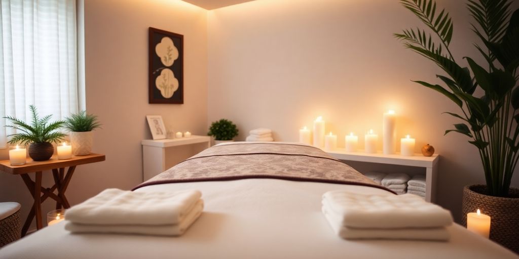 İsveç masajı yapılan huzurlu bir spa ortamı.