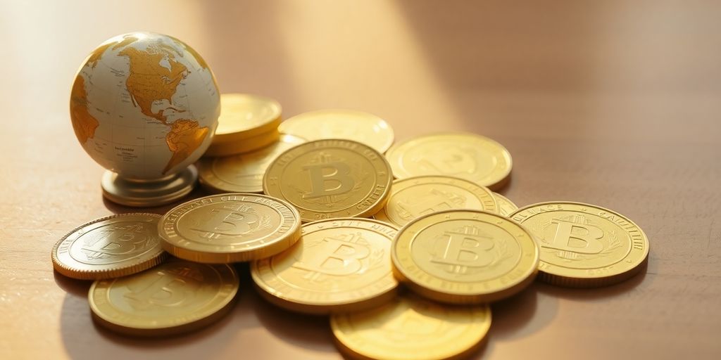 Pièces d'or sur une surface en bois.