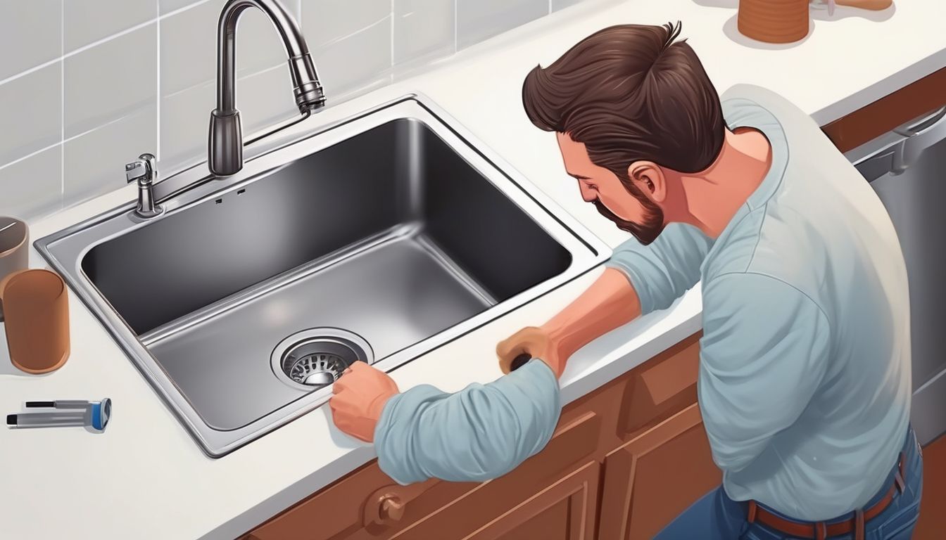 person fixing sink drain at home