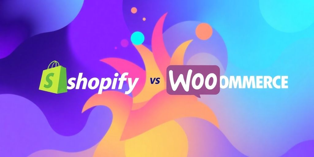 Shopify and WooCommerce logos connected by a bridge.