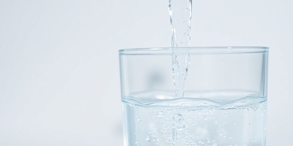 Refreshing water glass and flowing water.