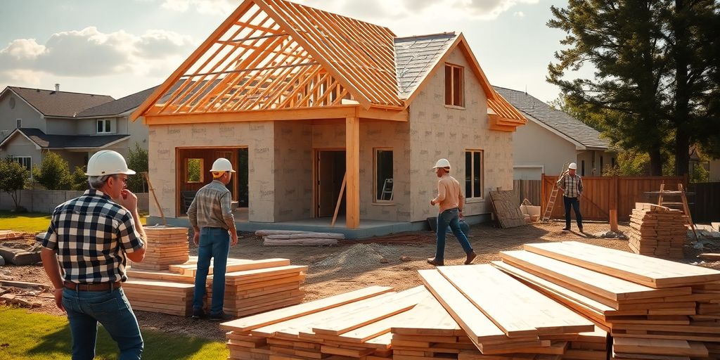 Construction crew on a residential build site.