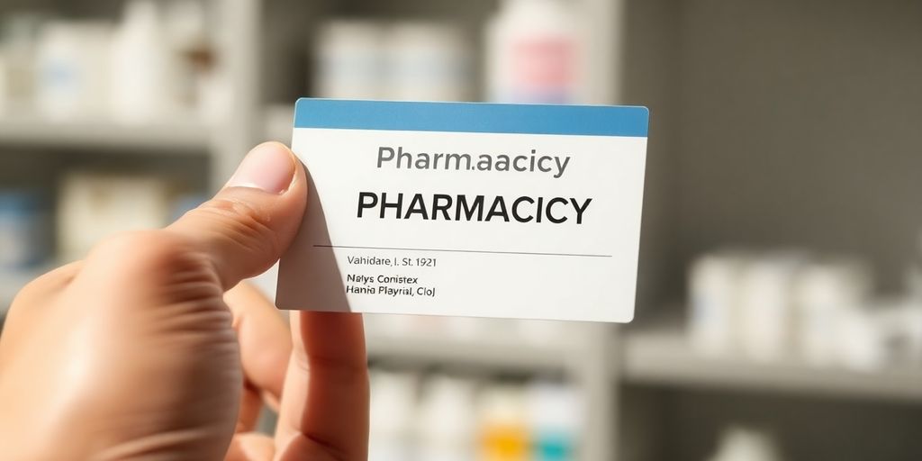 Pharmacist holding up a license.